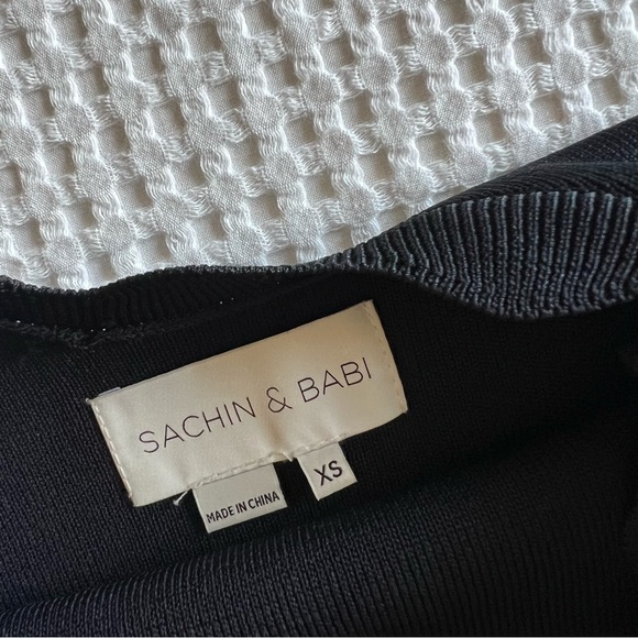 Sachin & Babi - Kochi Scoop-Back Fitted Midi Cocktail Dress w/ Lace - Jet Black - Picture 10 of 15